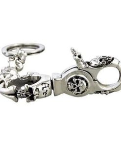 Gothic Devil Skull Sterling Silver Key Chain